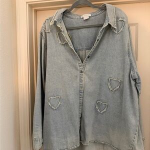 Heart Patch Denim Shirt